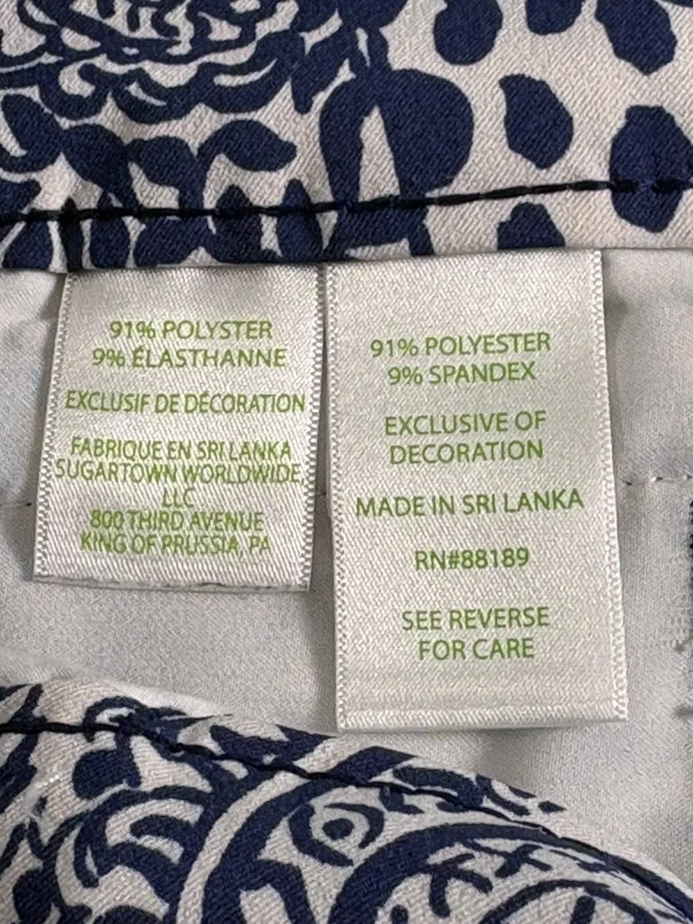 Lilly Pulitzer Luxletic Blue White Paisley Tile Print Leggings Pants Size 4 - Picture 7 of 10